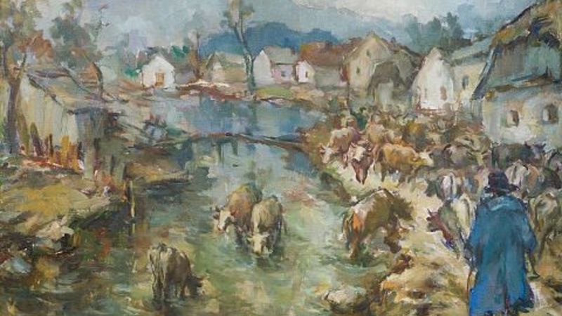 Pogled skozi Galerijo v Muzej: Maleševa galerija: Lojze Perko - Med viharjem in jasnino